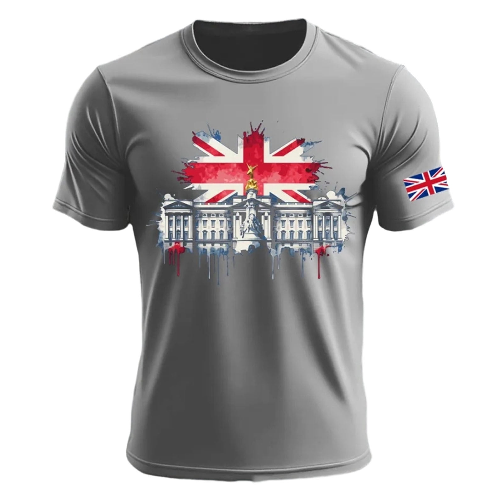 Mens Shirts British Patriotic Jack Print Short Sleeve Blend Mens Rugby ...
