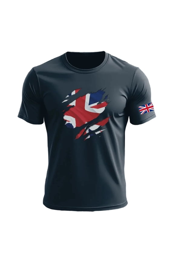 Mens Shirts British Patriotic Jack Print Short Sleeve Blend Mens Undershirts,Navy,2XL