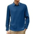 thumbnail image 1 of Mens Shirts,Business Casual T-Shirt Short Sleeve Solid Color Smooth Button Down Top Wear Comfortable,Golf Shirts for Men,185,Dark Blue, 1 of 5