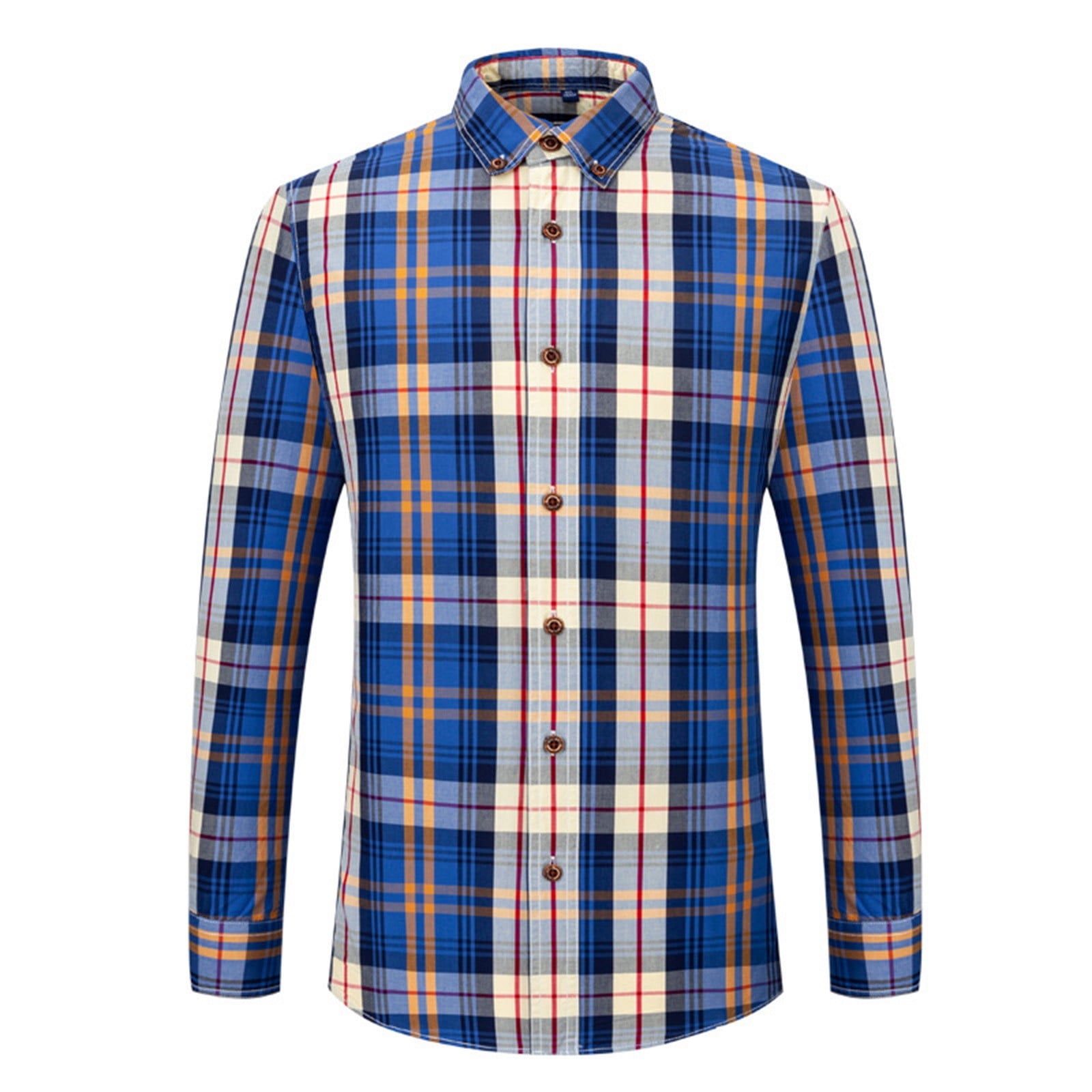 Mens Shirts Button Down Long Sleeve Regular Fit Dress Business Casual Plaid Shirt for Men
