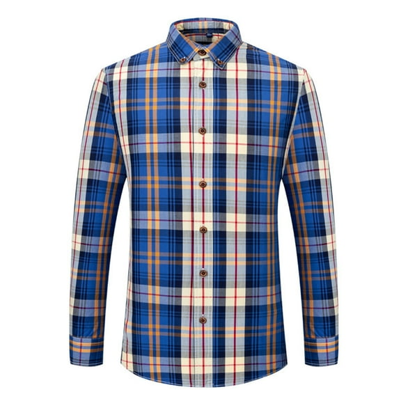 Mens Shirts Button Down Long Sleeve Regular Fit Dress Business Casual Plaid Tops for Men