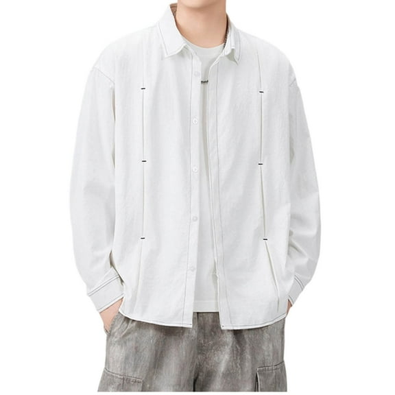 Mens Shirts Button Down Shirts Men Long Sleeve Casual Wrinkle-Free Lightweight Shirt Jacket Vintage Western Wear Fall Fashion