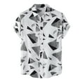 thumbnail image 1 of Mens Shirts Button Up Fashion Casual Geometric Printed Short Sleeve Turn-Down Collar T Shirts for Man White XXL, 1 of 1
