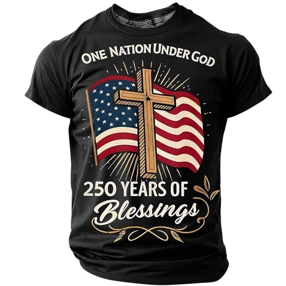 Mens Shirts Casual 250th Anniversary USA 250 Years of Freedom Short Sleeve Tops