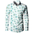 thumbnail image 1 of Mens Shirts Casual 3D Floral Print Lightweight Long Sleeve Button Down Lapel Blouses Loose Fall 2025 Comfortable Dress Shirts for Men White XXXXL, 1 of 3