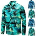 thumbnail image 1 of Mens Shirts Casual 3D Tree Digital Printed Long Sleeve Button Down Lapel Top Stylish Beach Comfortable Shirt for Men Blue L, 1 of 3