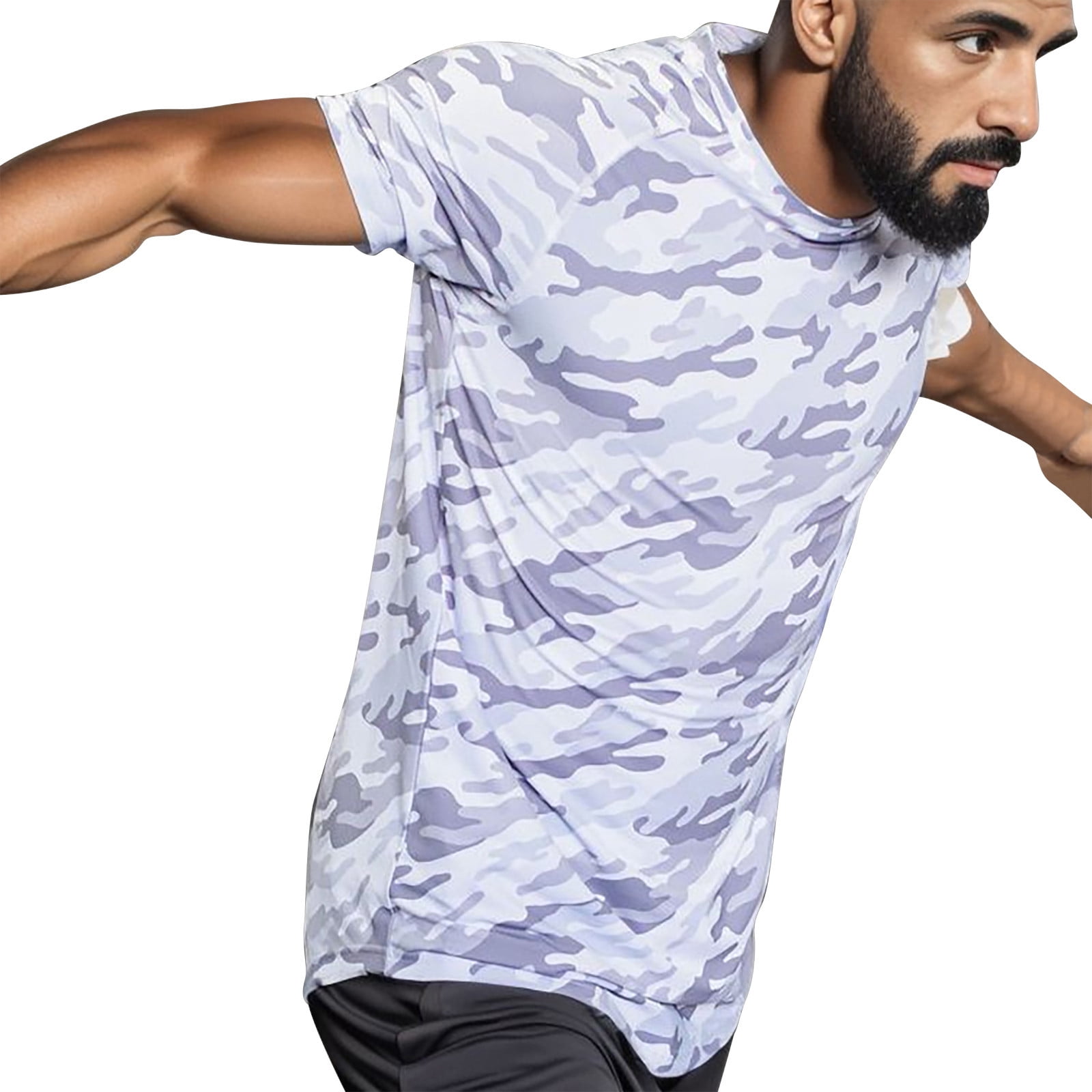 Mens Shirts Casual Athletic Quicks Dry Short Sleeve Crew Neck Running