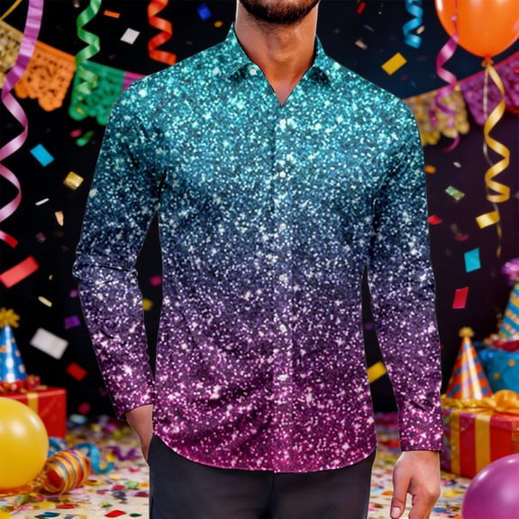 Mens Shirts Casual Carnival Business Long Sleeve Button Down Lapel Top Stylish Daily Wear Comfortable Dress Shirt for Men A XL