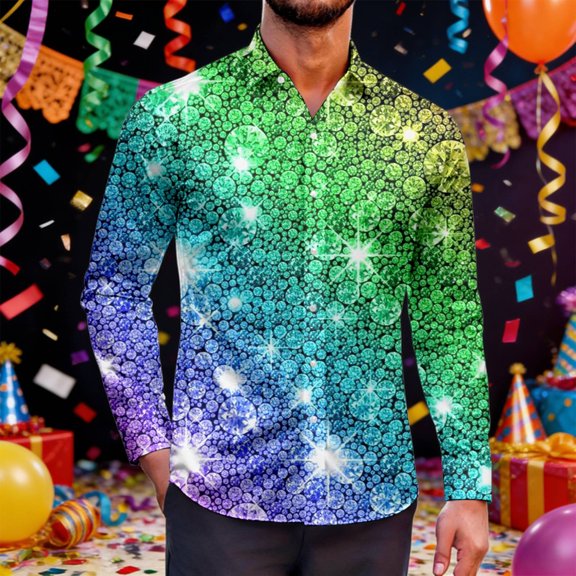 Mens Shirts Casual Carnival Business Long Sleeve Button Down Lapel Top with Stylish Design Comfortable Dress Shirt for Men A S