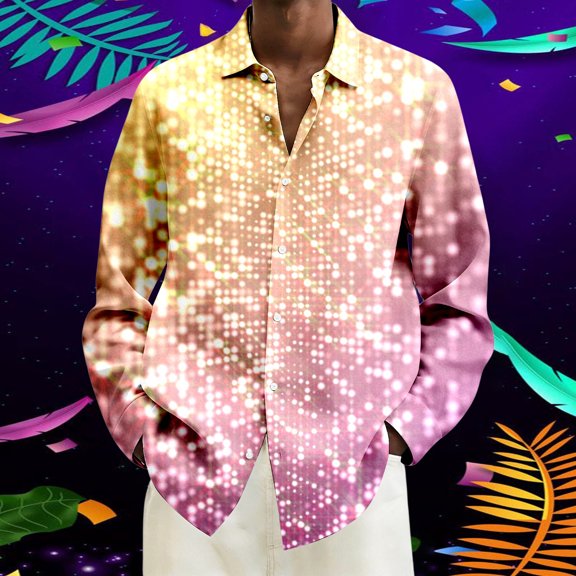 Mens Shirts Casual Carnival Dress Long Sleeve Button Lapel Top Tailored Business Wrinklemal Attire Comfortable Shirt for Men White M