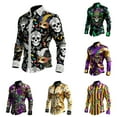 thumbnail image 1 of Mens Shirts Casual Carnival Festival Button Down Long Sleeve Top Breathable Party Daily Celebration Outdoor Comfy Shirt for Men Black L, 1 of 4