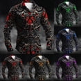 thumbnail image 1 of Mens Shirts Casual Carnival Gothic Festival Print Long Sleeve Top Dark Style Comfortable Shirt for Men Blue L, 1 of 4