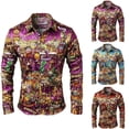 thumbnail image 1 of Mens Shirts Casual Carnival Stylish Big Tall Digital Print Long Sleeve Lapel Top Loose Party Daily Wear Comfortable Shirt for Men Red S, 1 of 4