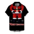 thumbnail image 1 of Mens Shirts Casual Christmas Printed Lapel Short Sleeve Button Down Blouses Loose Summer Tops Black XXL, 1 of 4