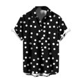 thumbnail image 1 of Mens Shirts Casual Full Dot Print Short Sleeve Button Down Lapel Tshirts Loose Summer Fall Comfortable Outdoor Activities Breathable Shirts for Men Black XXXXL, 1 of 3