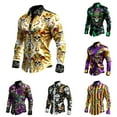thumbnail image 1 of Mens Shirts Casual Long Sleeve Button Down Carnival Top Party Celebration Wear Breathable Stylish Comfortable Shirt for Men Gold S, 1 of 4