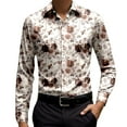 thumbnail image 1 of Mens Shirts Casual Long Sleeve Button Down Collared Vintage Floral Printed Tops Fashion Party Comfortable Free Slim Fit Dress Shirts for Men, 1 of 5