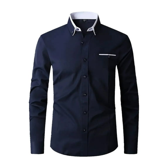 Mens Shirts Casual Long Sleeve with Pocket Stylish Lightweight Comfortable formal Shirt Top L