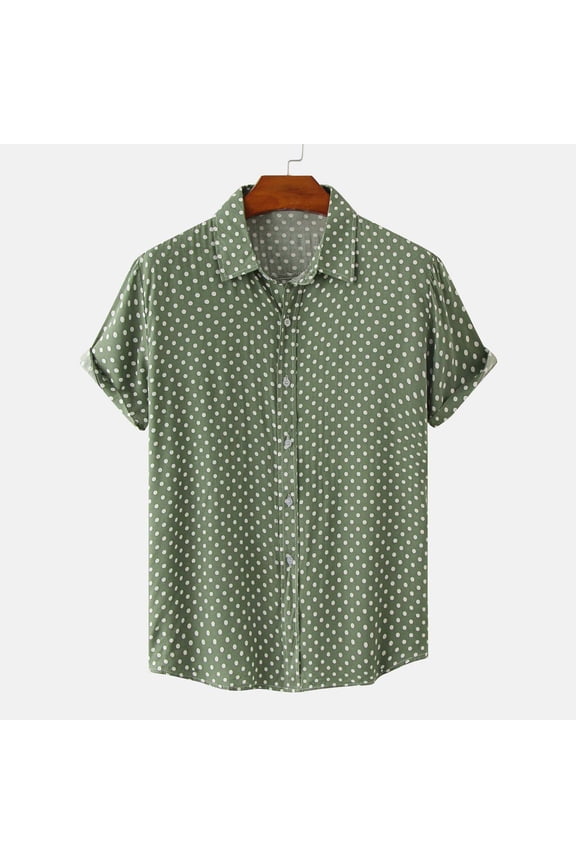 Mens Shirts Casual Men's Shirt Beach Shirt Hawaiian Polka Dot Shirt Lapel Short Sleeve Top Blouse clearance clothes under $5.00