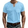 thumbnail image 1 of Mens Shirts Casual Short Sleeved Solid Imitation Linen Loose Breathable V-neck Top, 1 of 8