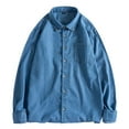 thumbnail image 1 of Mens Shirts Casual Men's Solid Organic Denim Long Sleeve Single Button Shirt Tops Mens Shirt Light Blue XXL, 1 of 3