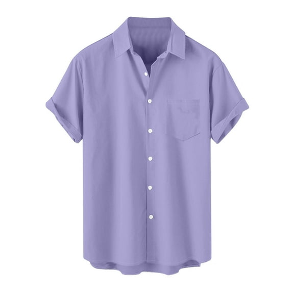 Mens Shirts Casual,Mens Shirts Casual Summer,Men Casual Fashion Turndown Collar Solid Short Sleeve Button Shirt Blouse,Mens Short Shorts