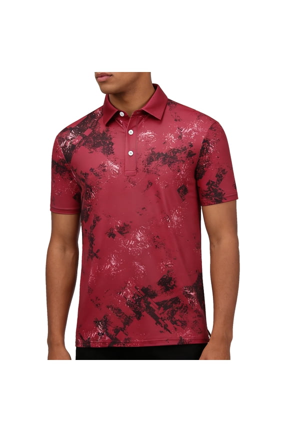 Mens Shirts Casual Moisture Wicking Quick-Drying Polo Shirts Golf Shirts for Men Short Sleeve Magenta L