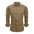 thumbnail image 1 of Mens Shirts Casual Plaid Oktoberfest Long Sleeve Button Down Lapel Blouse Slim Fit Lightweight Mens Dress Shirts Yellow M, 1 of 3