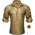 thumbnail image 1 of Mens Shirts Casual Slim Fit Long Sleeve Button Down Vintage Floral Printed Textured Tops Comfy Trendy Collared Stretchy Solid Color Men's Dress Shirts, 1 of 4
