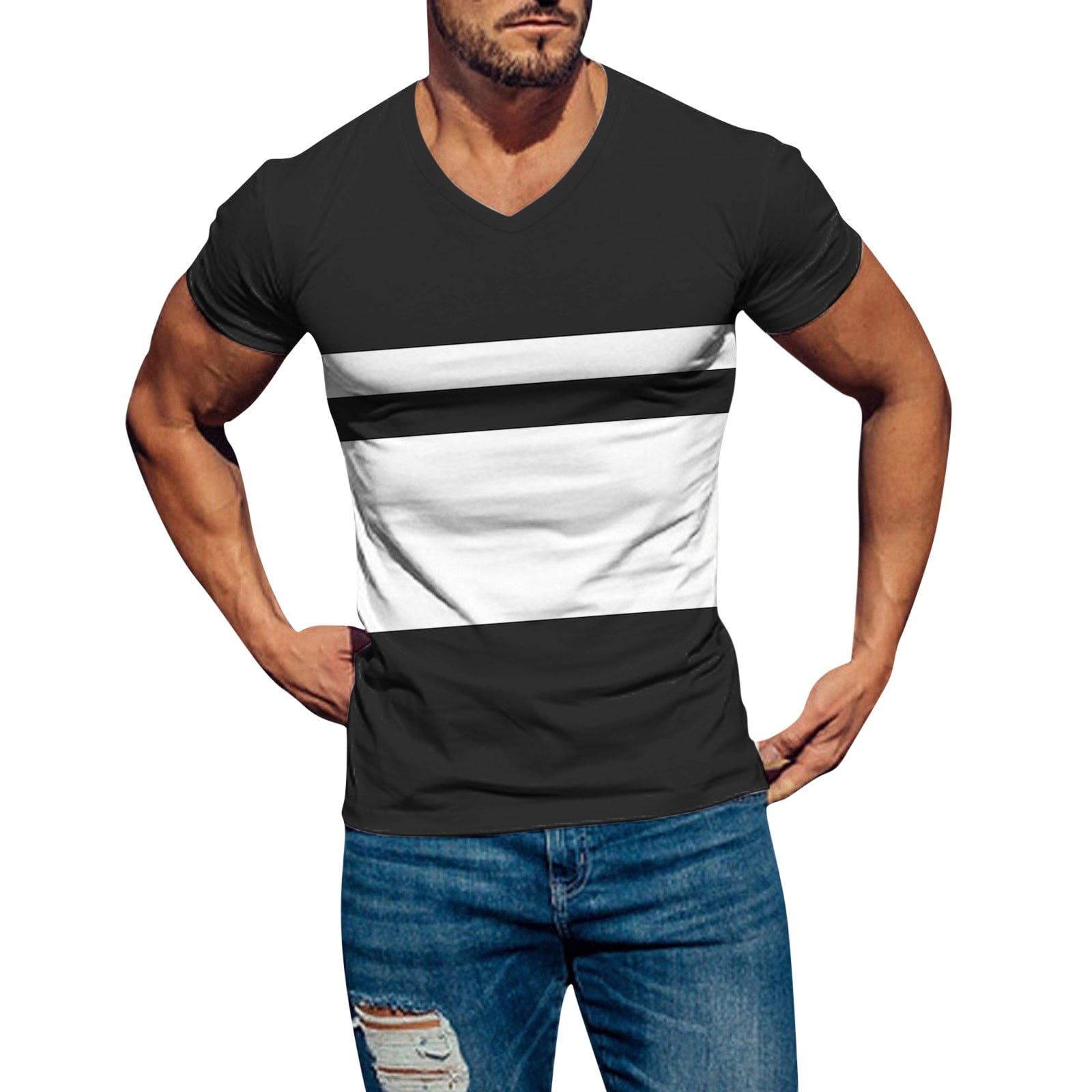 Mens Shirts Casual Slim Fit Short Sleeve Cotton Blended Soft ...