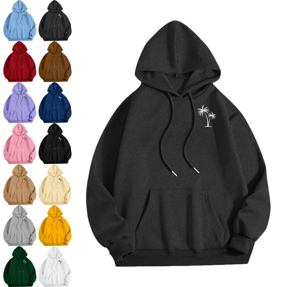 Mens Shirts Casual Solid Color Print Long Sleeve Cotton Hooded Collar Drawstring Hoodies Pullover Sweatshirts Orkout, Walking, Gym Fitness Sweatshirts for Men