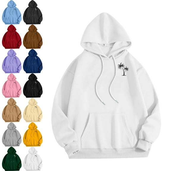 Mens Shirts Casual Solid Color Print Long Sleeve Cotton Hooded Collar Drawstring Hoodies Pullover Sweatshirts Orkout, Walking, Gym Fitness Sweatshirts for Men