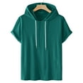 thumbnail image 1 of Mens Shirts Casual Solid Hooded Pullover Short Sleeve Sports T-Shirt Top, 1 of 6