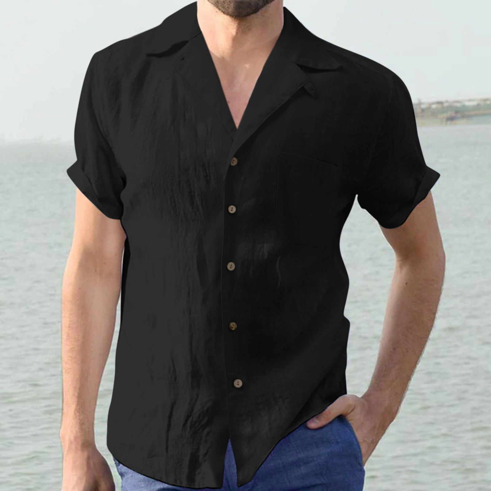 Mens Shirts Casual Stylish Male Hawaii Shirts Cotton Linen Tropical