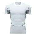 thumbnail image 1 of Mens Shirts Casual Stylish Sport Fashion Color Blocking Short Sleeved Round Neck Short Sleeved Round Neck Top/Shirt White,M, 1 of 6