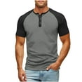 thumbnail image 1 of Mens Shirts Casual Stylish Sport Fashion Solid Color Round Neck Blouse /T-shirt Dark Gray,XL, 1 of 7