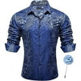 thumbnail image 1 of Mens Shirts Casual Vintage Floral Printed Slim Fit Long Sleeve Button Down Textured Tops Comfy Collared Stretchy Solid Color Trendy Mens Dress Shirts, 1 of 4