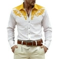 thumbnail image 1 of Mens Shirts Casual Western Cowboys Long Sleeve Top Carnival Festive Button Down Lapel Comfortable Shirt for Men Yellow XXL, 1 of 4