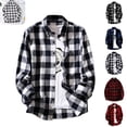 thumbnail image 1 of Mens Shirts Classic Checked Work Dress Long Sleeve T-Shirts Fall Vintage Plaid Regular Fit Button Down Shirts Coat with pockets Gray XXL, 1 of 6