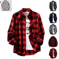 thumbnail image 1 of Mens Shirts Classic Checked Work Dress Long Sleeve T-Shirts Fall Vintage Plaid Regular Fit Button Down Shirts Coat with pockets Red XXL, 1 of 6