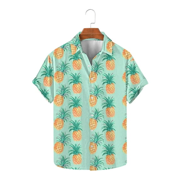 Mens Shirts Clearance JXMVOJ Men's Fashion Beach Floral Print Short Sleeve Shirt, Casual Tropical Button-Down Top, Stylish Summer Shirt for Vacation, Relaxed Fit Beachwear