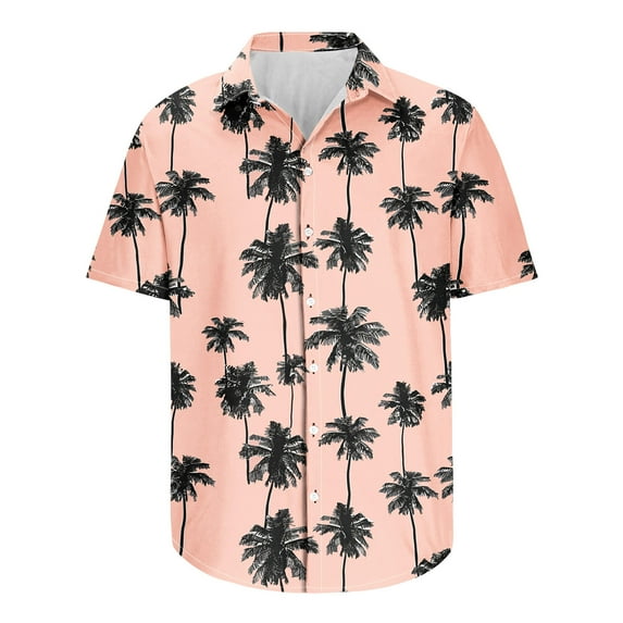 Mens Shirts Clearance JXMVOJ Men's Floral Print Hawaiian Shirt, Button-Down Short Sleeve Polo, Casual Summer Beach Shirt, Trendy Tropical Button-Up Shirt for Men