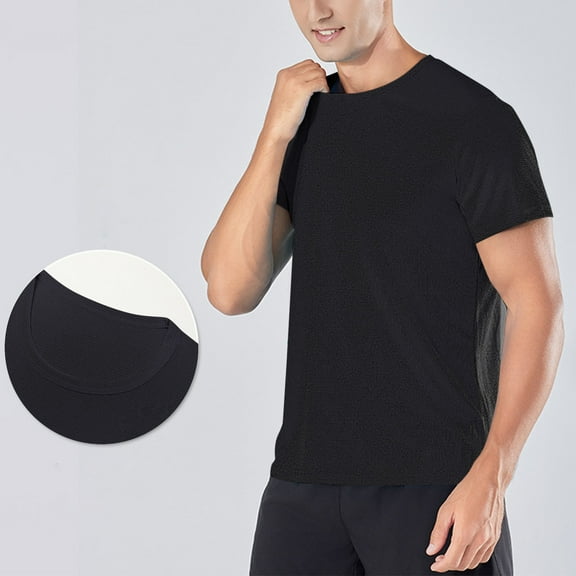 Mens Shirts Clearance JXMVOJ Men's Stylish Casual Solid Color Stretch Quick-Dry Short Sleeve Compression Shirt, Base Layer Running Gym Sports Top, Fitness Workout Wear