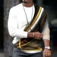 thumbnail image 1 of Mens Shirts Long Sleeve Line Printed Casual Round Neck Pullover Shirt White L, 1 of 6