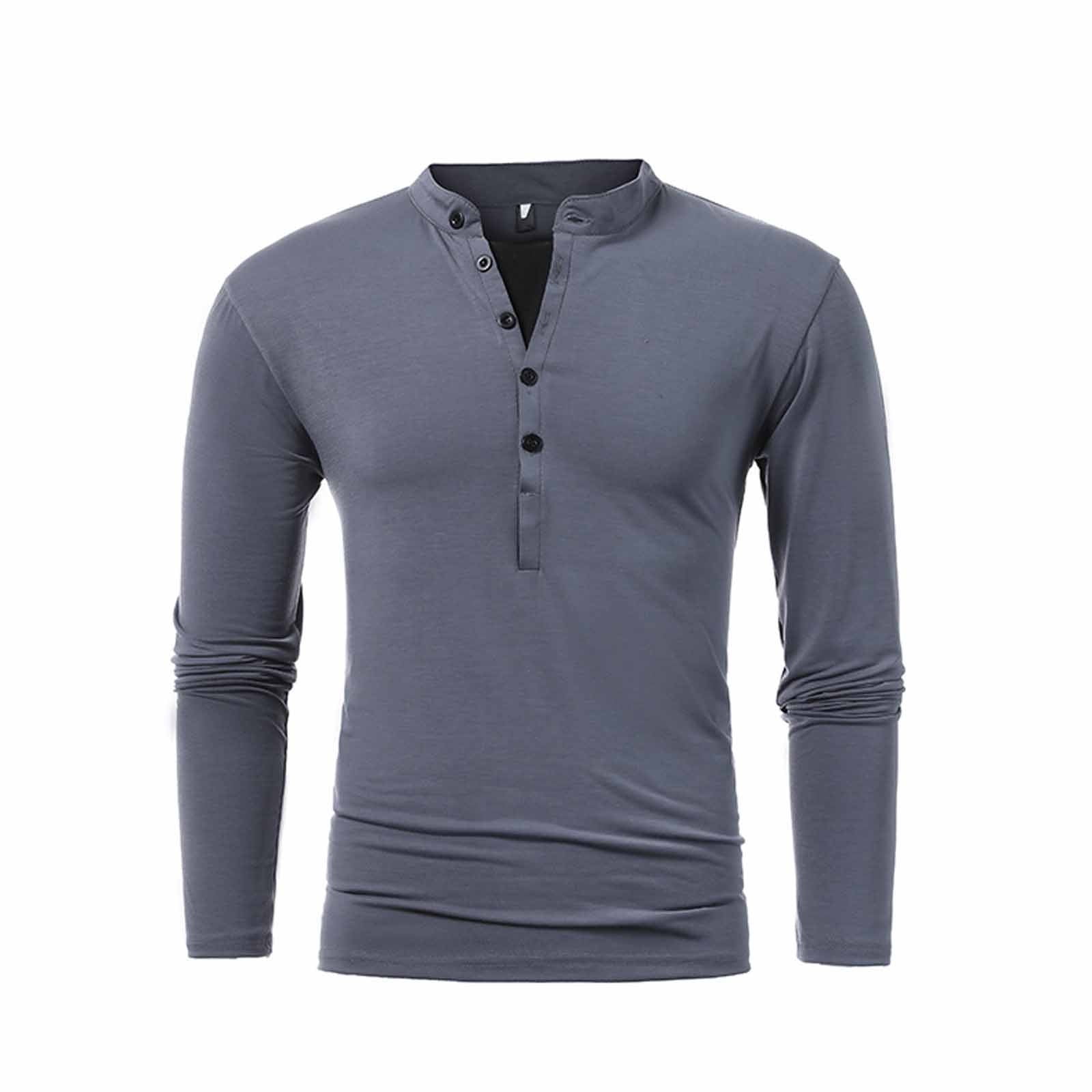 Mens Shirts Clearance Long Sleeve Men's Multi Button Long Sleeve T