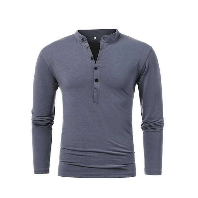 Mens Shirts Clearance Long Sleeve Men's Multi Button Long Sleeve T