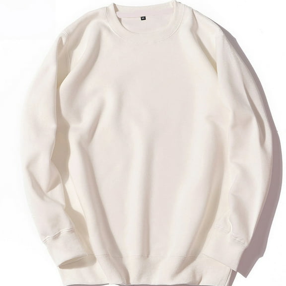 Mens Shirts Pullover Long Sleeve Solid Hoodie Sports Round Collar Sweatshirt Khaki 3XL