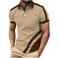 thumbnail image 1 of Mens Shirts Clearance Short Sleeve Turndown Collar Solid Color Loose Lapel Polo Shirt Khaki XL, 1 of 4