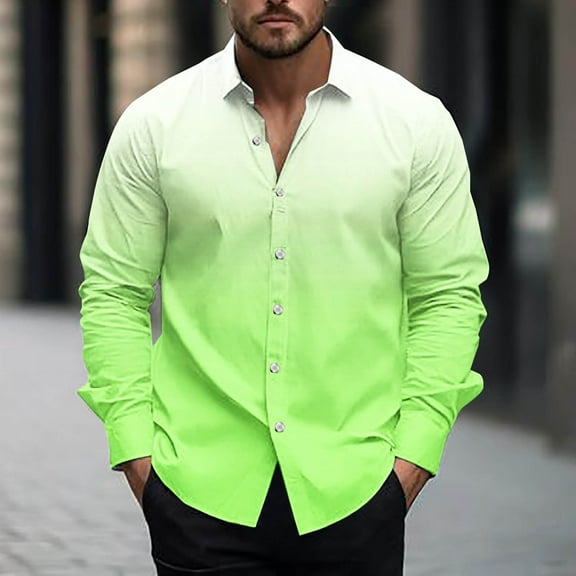 Mens Shirts Under $5.00 Button Up Long Sleeve Casual And Comfortable Collar Printed Top Shirt