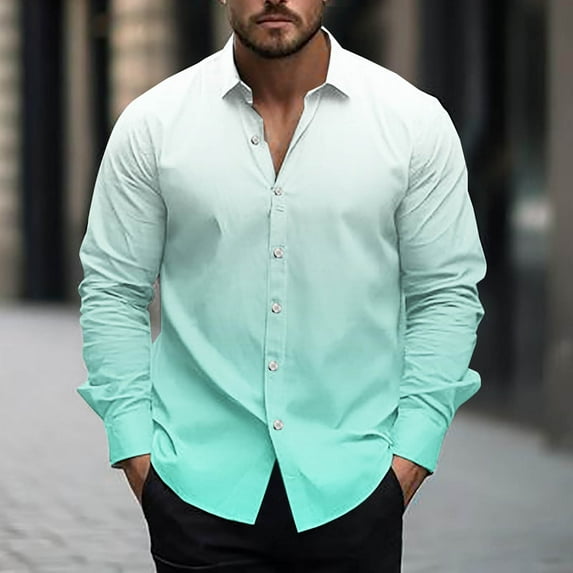 Mens Shirts Under $5.00 Button Up Long Sleeve Casual And Comfortable Collar Printed Top Shirt